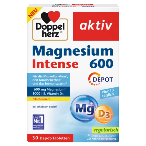 Abbildung der Produktverpackung Doppelherz aktiv Magnesium 600 Frontansicht
